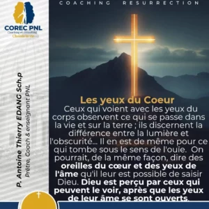 Le Regard du Cœur : Une Vision Spirituelle au-delà des apparences cette image présente une croix lumineuse avec en arrière plan des montagnes pour illustrer l'article du Père antoine thierry Edang Coach certifié en Pnl